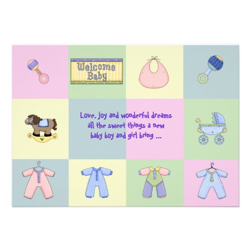 Twins / Multiples /Unisex Baby Shower Invitation - Zazzle.com.au