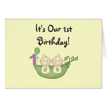 Twins Peas in a Pod  First Birthday Greeting Cards