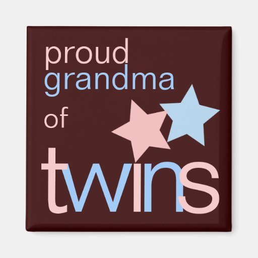 Twins Pink Blue Brown Proud Grandma Magnet