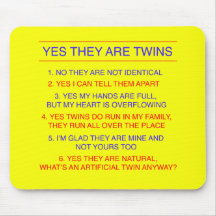 Twins Questions Fraternal Yellow Mousemats