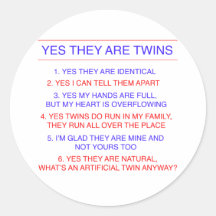 Twins Questions Identical Round Sticker