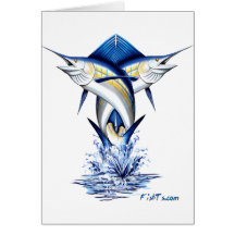 Twisted Marlins Jumping Greeting Cards