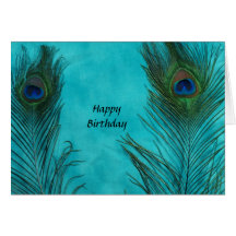 Two Aqua Peacock Feathers Cards