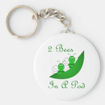 Two Bees In A Pod Keychain