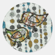 two birds round sticker