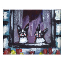 two bostons in window custom invitation