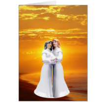 Two Brides at Sunset Cards
