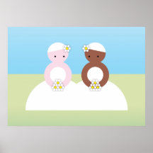 Two brides, one colored, one caucasian print