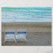 Two chairs on beach sand ocean waves custom flyer