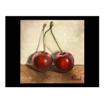 Two cherries postcards