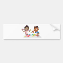 two children playing with paint bumper sticker