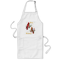 Two Christmas Birds Lettered Aprons