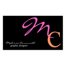 Two colours monogram business card templates