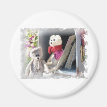 Two curios mice fridge magnets