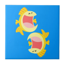 Two Cute Cartoon Fish Tiles and Trivets