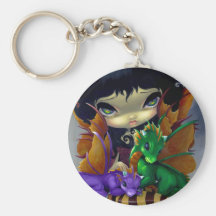 "Two Cute Dragonlings" Keychain