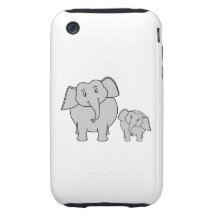 Two Cute Elephants. Cartoon. Tough iPhone 3 Covers