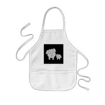 Two Cute Elephants. Cartoon on Black. Apron