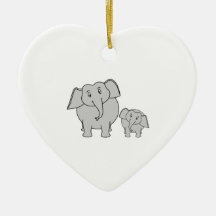 Two Cute Elephants. Cartoon. Christmas Tree Ornaments
