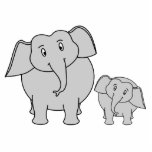 Two Cute Elephants. Cartoon. Photo Cutout
