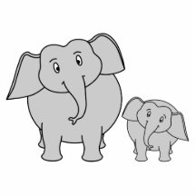 Two Cute Elephants. Cartoon. Photo Cutouts