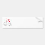 Two Cute White Cats with Red Hearts. Bumper Stickers