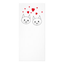 Two Cute White Cats with Red Hearts. Custom Rack Card