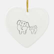 Two Cute White Elephants. Cartoon. Christmas Tree Ornament