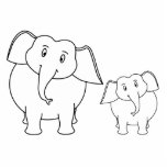 Two Cute White Elephants. Cartoon. Photo Cutouts