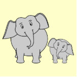 Two Elephants. Cute Adult and Baby Cartoon. Photo Sculpture