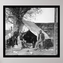 Two Escaped Slaves Sitting in a Tent 1863 Print