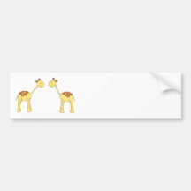 Two Facing Giraffes. Cartoon Bumper Stickers