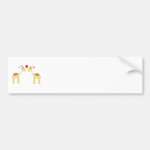 Two Facing Giraffes with Hearts. Cartoon. Bumper Stickers