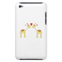 Two Facing Giraffes with Hearts. Cartoon. Barely There iPod Covers