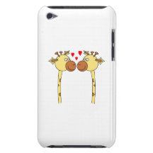 Two Giraffes with Red Love Hearts. Cartoon iPod Case-Mate Case
