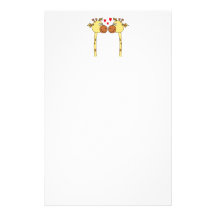 Two Giraffes with Red Love Hearts. Cartoon Personalized Stationery