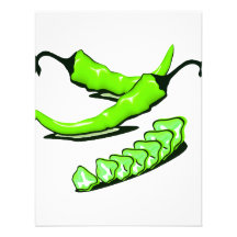 Two Green Chilli peppers one cut up Personalized Announcement