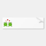 Two green frogs with red hearts. bumper sticker
