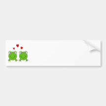 Two green frogs with red hearts. bumper sticker