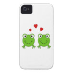 Two green frogs with red hearts. iPhone 4 Case-Mate case