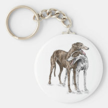 Two Greyhound Dog Friends Key Chains