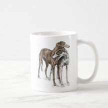Two Greyhound Dog Friends Mugs