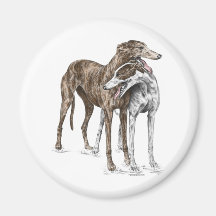 Two Greyhound Dog Friends Refrigerator Magnet