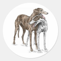 Two Greyhound Dog Friends Stickers