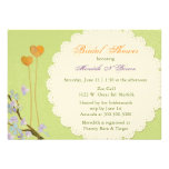 Two Hearts Green Summer Floral Bridal Shower Personalised Invites