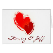 Two hearts in love greeting card