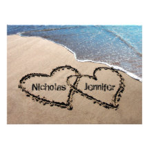 Two Hearts In The Sand Wedding Invitation