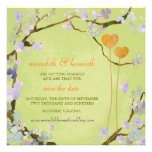 Two Hearts Lime Green Spring Wedding Save The Date Personalised Invitation