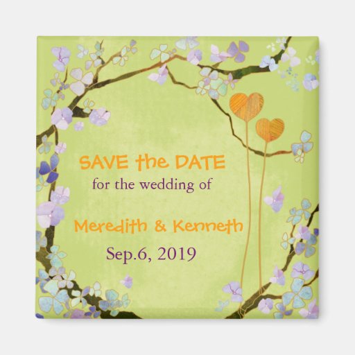 Two Hearts Spring Wedding Save The Date Magnets