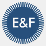 Two Initials Radiant Border, Dark Blue 003366 Round Stickers